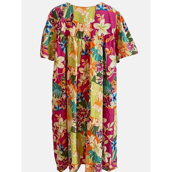 National Tropical Muumuu House Dress Womens 1X Boho Hawaiian Milkmaid Peasant - Picture 2 of 8